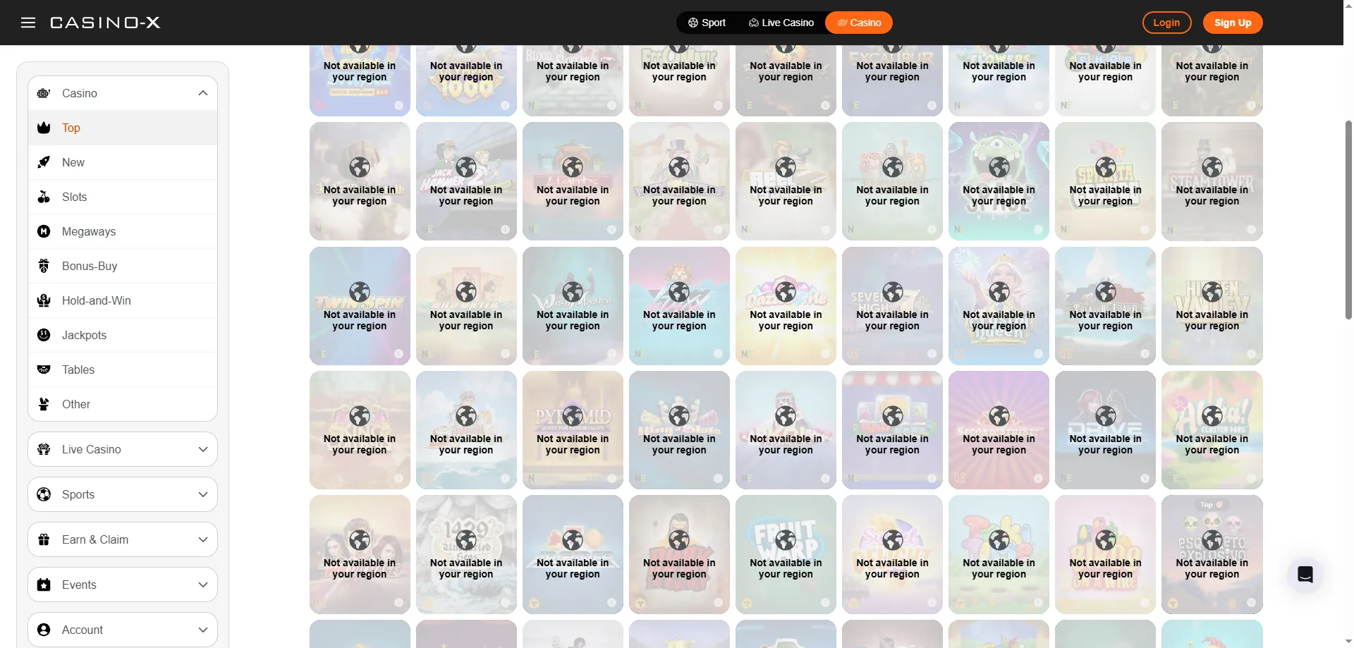 Casino X mobile slots library with 1800 games on smartphone